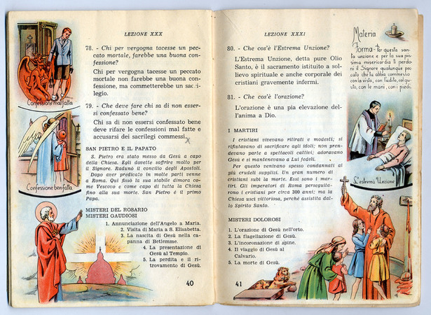 PAGINA ILLUSTRATA DA LIBRETTO DI CATECHISMO 1951