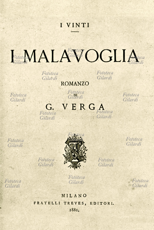 Giovanni VERGA (2 settembre 1840 – 27 gennaio 1922) frontespizio della prima edizione de \