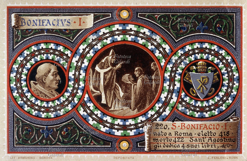 PAPA SAN BONIFACIO I (prima del 370 - 422), nato a Roma, eletto nel 418. Sant\