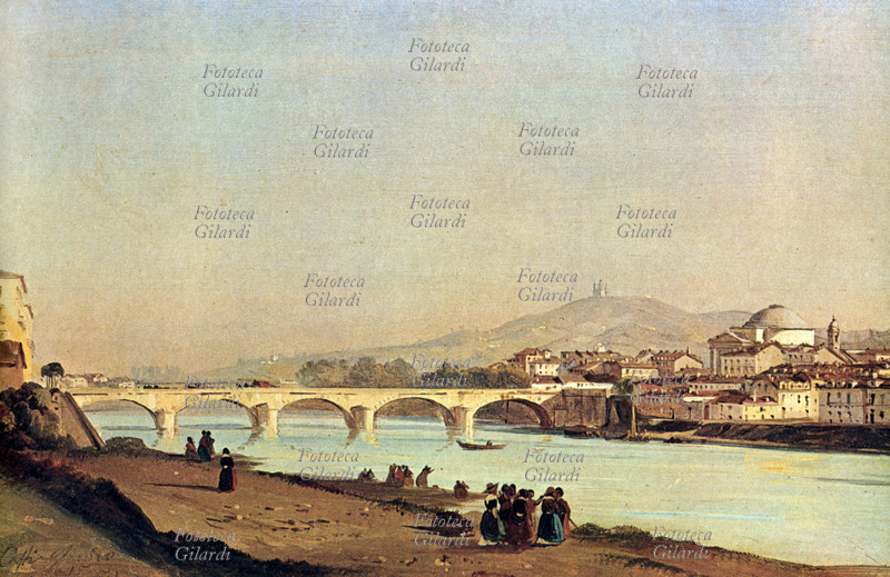 Seen TURIN of Superga. Press from painting of Ippolito Caffi, 1850.