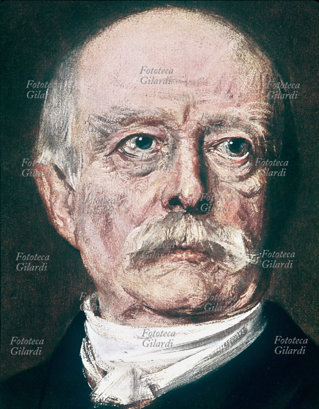 Otto von BISMARCK (1815-1898) Statista tedesco, cancelliere di Guglielmo I di Prussia. Ritratto in un dipinto ad olio di anonimo.