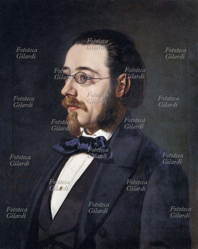 Bedrich SMETANA (1824-1884), compositore boemo. Stampa da dipinto di Greskel Saloman, 1858