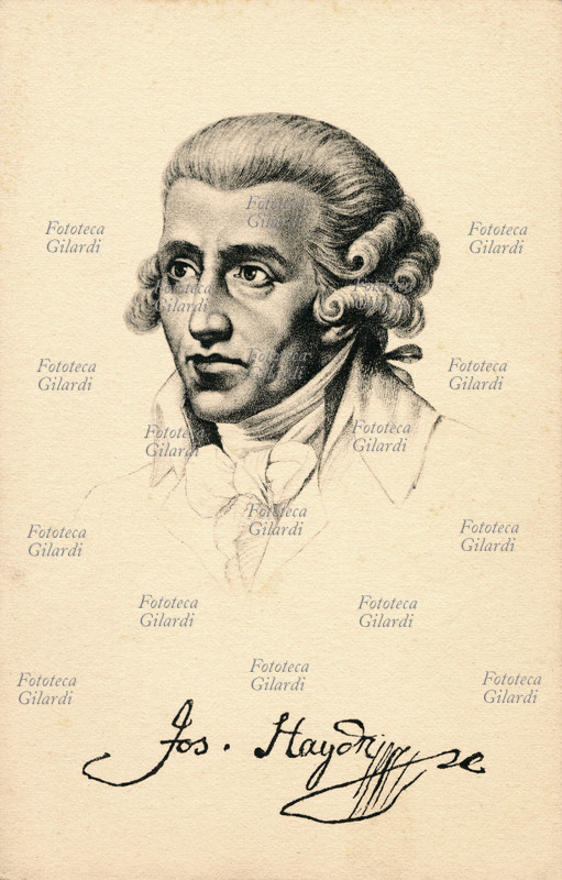 Joseph HAYDN (1732-1809) Compositore austriaco, ritratto fotocollografico con autografo. Edizioni Stengel & Co., Dresda 1915 circa