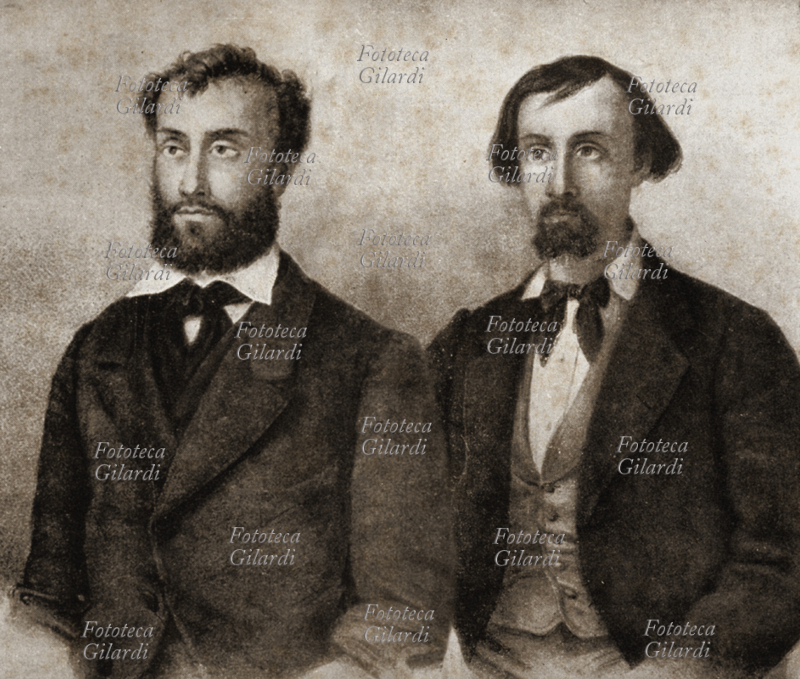 FRATELLI BANDIERA Emilio (1819 -1844) e Attilio (1810 -1844) patrioti italiani, ritratto in una stampa del XIX secolo