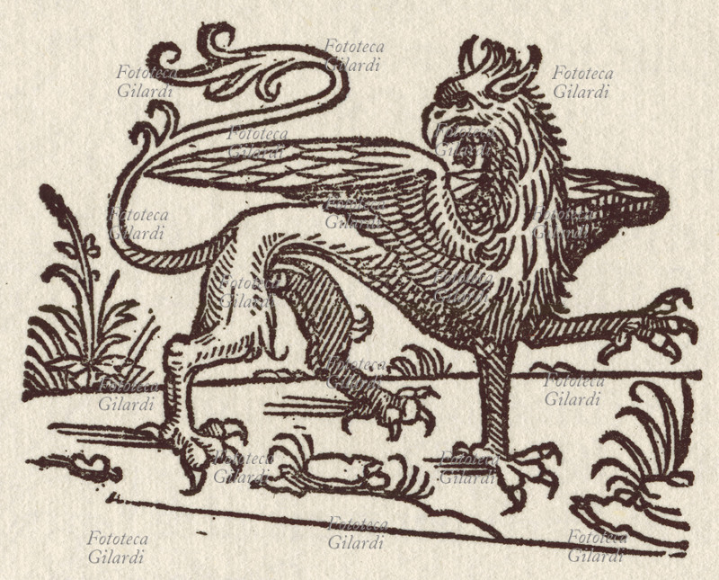 MOSTRI il grifone: mezzo leone e mezza aquila, come i grifi della mitologia greca, consacrati ad Apollo, \