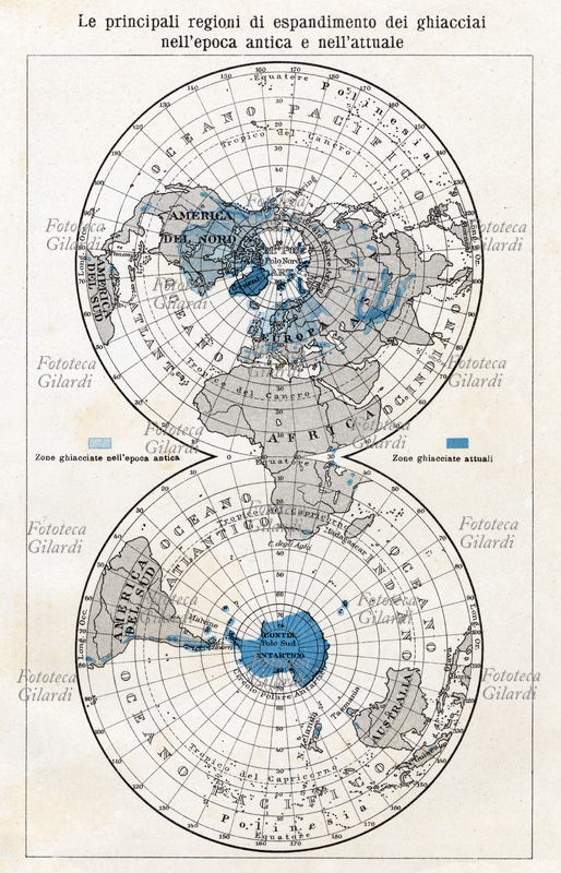 ERA GLACIALE Planisfero con evidenziate \