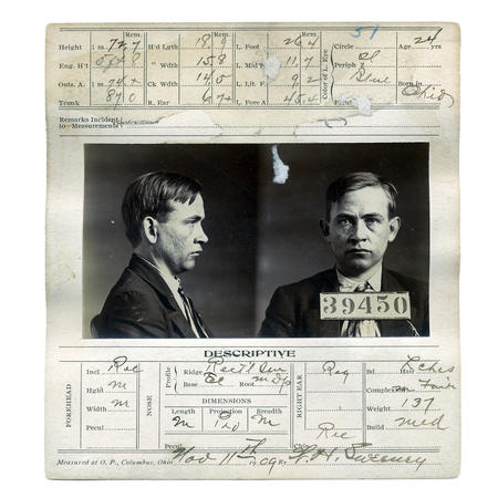 CARTELLINO SEGNALETICO METODO BERTILLON 1909