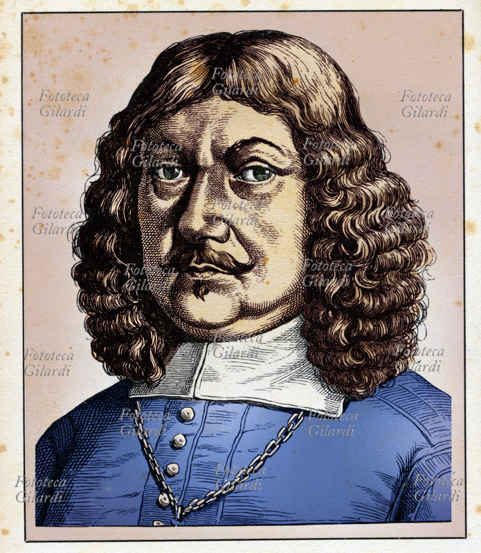 Benedict CARPZOV the Younger (1595 - 1666) German judge considered one of the founders of the German courts. It seems to have delivered more than twenty thousand death sentences for the seventeenth century witch trials. His pseudonym was Ludovicus de Montesperato. Portrait, colorful version of an engraving of Hugo Bürkner (1818-1897), Germany 1854
