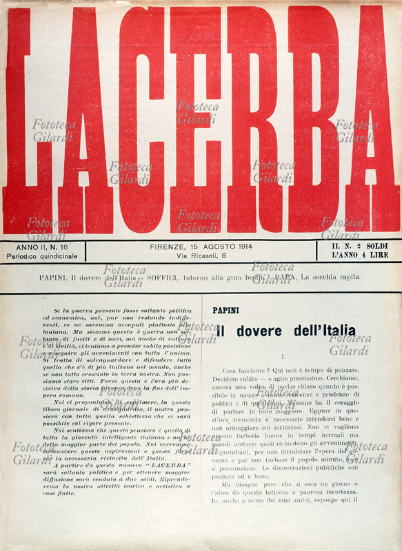 LACERBA Articolo di Papini: \