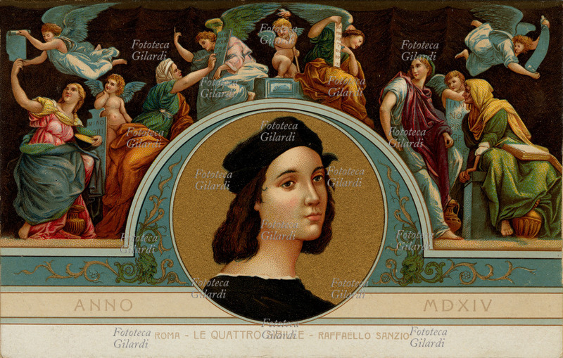 RAFFAELLO SANZIO (28 marzo o 6 aprile 1483 – 6 aprile 1520) Le quattro sibille e angeli. Cromolitografia dall\