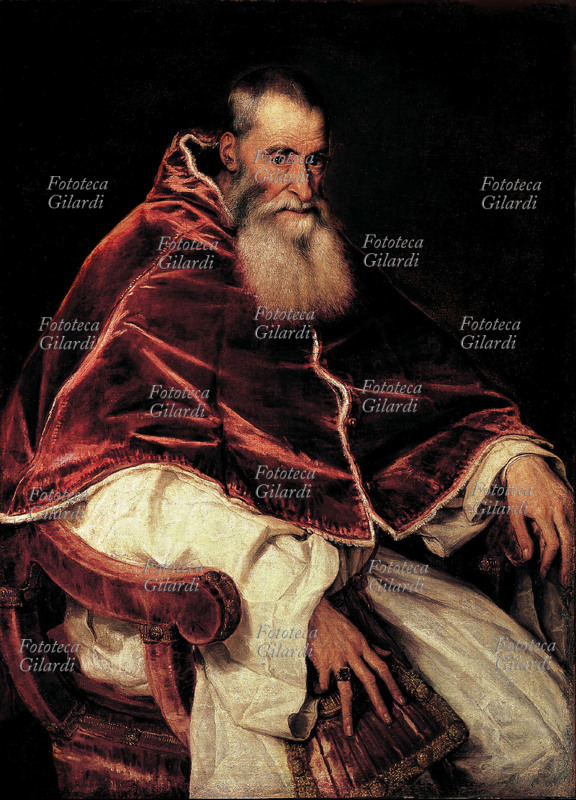 PAPA PAOLO III Alessandro Farnese (1468-1549) nato a Roma, eletto nel 1534. Si sposò ed ebbe quattro figli, nominato cardinale da Alessandro VI (1493) e decano con Leone X, scomunicò Enrico VIII nel 1538 determinando la scissione della Chiesa d\