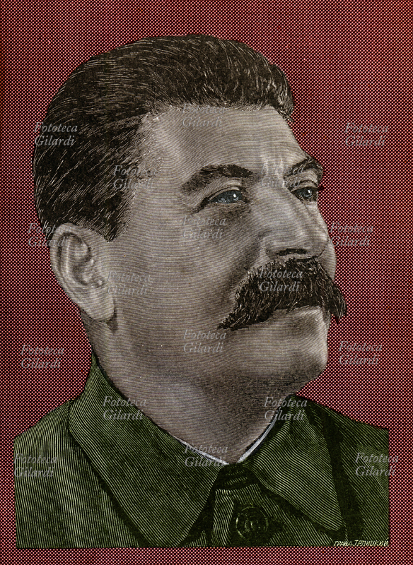 STALIN (Iosif Vissarionovic Dzugasvili, 18 dicembre 1878 - 5 marzo 1953) Versione colorizzata del ritratto in copertina di un numero speciale della rivista "Rinascita. Rassegna di politica e di cultura italiana" dedicata interamente al segretario generale del Partito Comunista e leader massimo dell\
