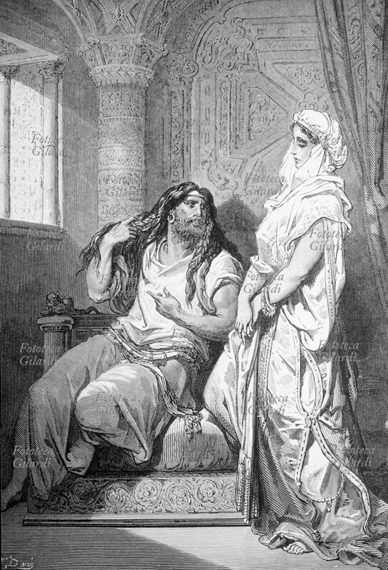 BIBBIA Sansone e Dalila (Libro dei Giudici 16:16,17). La donna, approfittando dell\