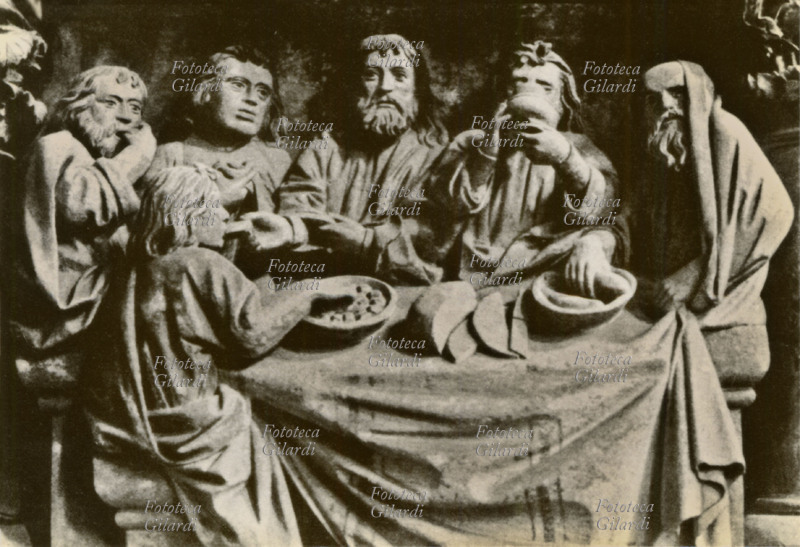 VALDESI La Santa Cena Valdese con pane, vino e pesce. Duomo di Naumburg, Germania, altorilievo del XIII secolo.