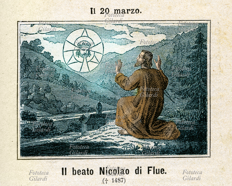 Beato NICOLAO di Flüe (1417 - 21 marzo 1487), nacque, visse e morì nel piccolo paese di Flüeli am Ranft, nel Canton Obvaldo in Svizzera, dove fu contadino, magistrato, deputato alla Dieta federale, soldato e ufficiale dell\