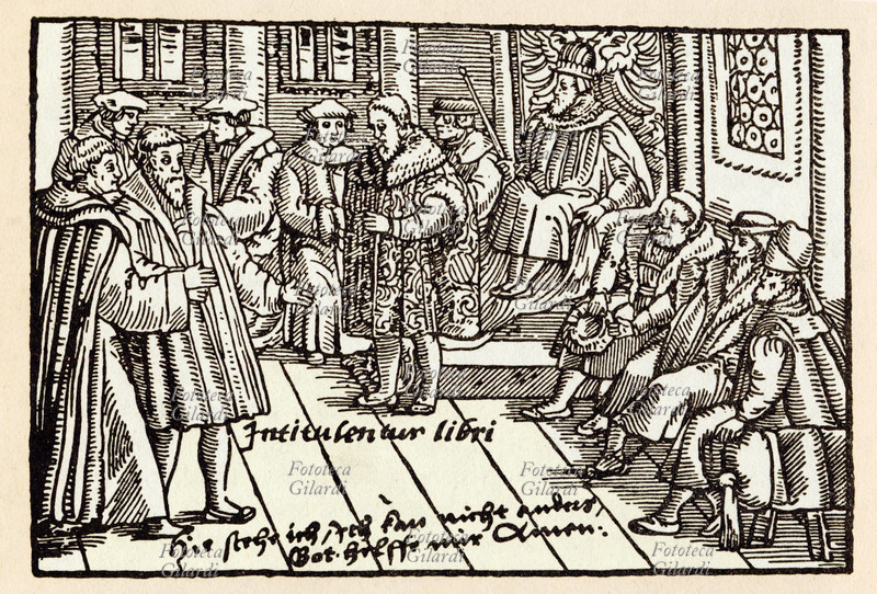 Martin LUTERO (1483-1546) di fronte alla Dieta di Worms in cui venne messo al bando dall\