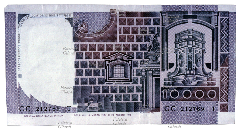 MONETE - Verso della banconota da Lire diecimila 10.000, emessa nel 1976