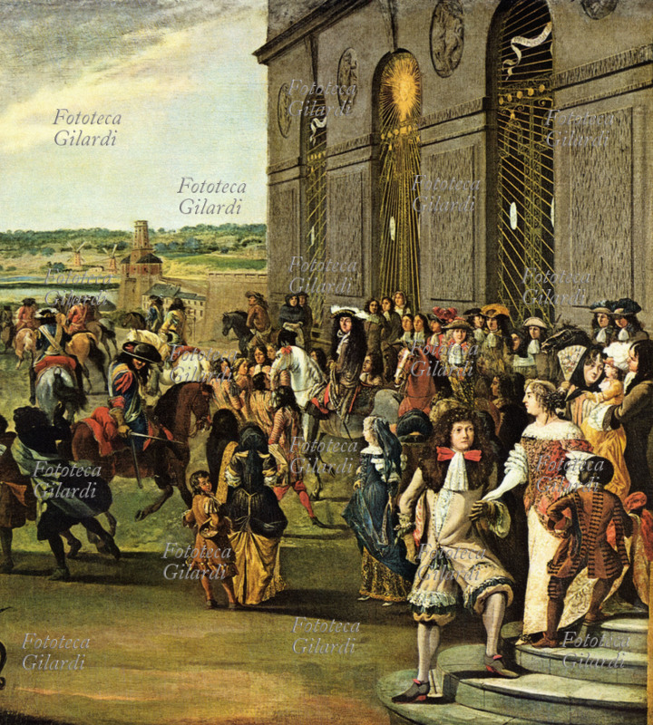 LUIGI XIV (1638-1715) e la sua corte sostano davanti alla splendida \