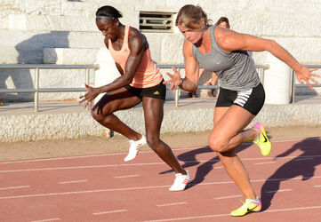 07.06.2017 Golden Gala Eve. Dafne Schippers and others athletes training.