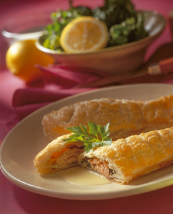 SFOGLIATINE DI SALMONE SPINACI E FUNGHI