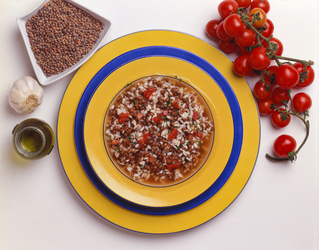 MINESTRA RISO LENTICCHIE E POMODORO