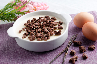 CREMA COTTA CON CRUMBLE AL CIOCCOLATO