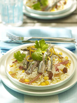 INSALATA DI RISO CON ACCIUGHE IN ESCABECE AL PROFUMO D ARANCIA