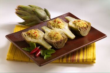 CARCIOFI AL FORNO CON MOLLICA DI PANE