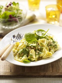 TORTELLINI CON SALSA AGLI SPINACI E PINOLI TORTELLINI CON SALSA AGLI SPINACI E PINOLI