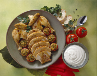 POLLO RIPIENO E POMODORINI AL FORNO