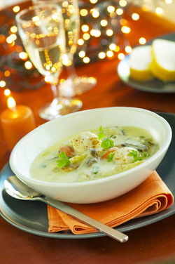 POTAGE DI SAINT JACQUES CHAMPIGNON E ASPARAGI