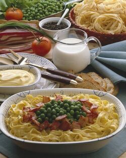 TAGLIATELLE PANCETTA E PISELLI