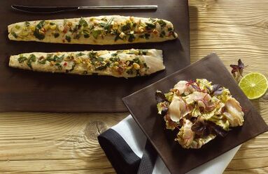 BRANZINO MARINATO AL LIMONE VERDE ZENZERO E MENTA