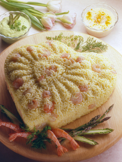 TIMBALLO DI RISO A CUORE CON GAMBERETTI