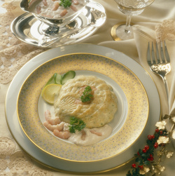 SFORMATO DI PESCE CON SALSA DI GAMBERETTI