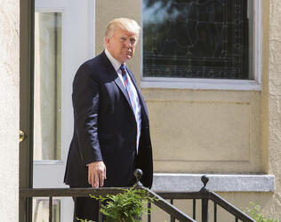 September 3, 2017 - Washington, DC, United States: U.S. President Donald J. Trump departs St. John's Church, on a day of prayer for the people affected by Hurricane Harvey. (Polaris)
