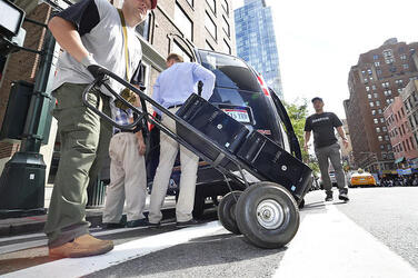 September 1, 2017 - New York, NY USA: Russian Diplomats pack up their New York Trade Mission office, 353 Lexington Ave., after being ordered by President Donald Trump to leave the country in wake of the Russian election hack scandal. (Matthew McDermott/Polaris)