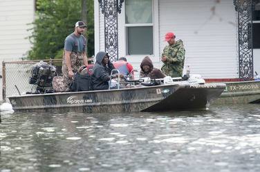 August 2017 - Texas, United States: Hurricane Harvey flooding in Port Arthur, Texas, August 30, 2017. Hurricane Harvey formed in the Gulf of Mexico and made landfall in southeastern Texas, bringing record flooding and destruction to the region. U.S. military assets supported FEMA as well as state and local authorities in rescue and relief efforts. (POLARIS)