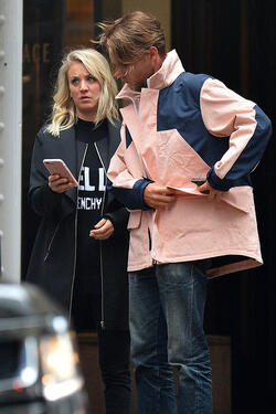 Kaley Cuoco and Karl Cook hold hands while walking around Manhattan Kaley Cuoco and Karl Cook hold hands while walking around Manhattan