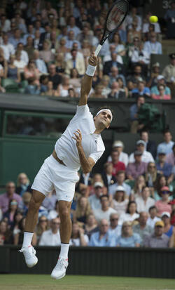 Wimbledon Day Seven. Roger Federer (SUI) v Grigor Dimitrov (BUL).
Material must be credited "The Times/News Syndication" unless otherwise agreed. 100% surcharge if not credited. Online rights need to be cleared separately. Strictly one time use only subject to agreement with News Syndication