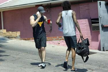 Exclusive, Los Angeles, CA - 8/31/17
Nick Jonas bumps into rapper Wiz Khalifa at the gym and then heads to Whole Foods to do some grocery shopping.
-PICTURED: Wiz Khalifa, Nick Jonas
-PHOTO by: INSTARimages.com
-INSTAR_Nick_Jonas_Wiz_Khalifa_Gym_33418104974
Editorial Rights Managed Image - Please contact www.INSTARimages.com for licensing fee and rights: North America Inquiries: email sales@instarimages.com or call 212.414.0207 - UK Inquiries: email ben@instarimages.com or call + 7715 698 715 - Australia Inquiries: email sarah@instarimages.com.au or call +02 9660 0500 – for any other Country, please email sales@instarimages.com. Image or video may not be published in any way that is or might be deemed defamatory, libelous, pornographic, or obscene / Please consult our sales department for any clarification or question you may have - http://www.INSTARimages.com reserves the right to pursue unauthorized users of this image or video. If you are in violation of our intellectual property you may be liable for actual damages, loss of income, and profits you derive from the use of this image or video, and where appropriate, the cost of collection and/or statutory damage.