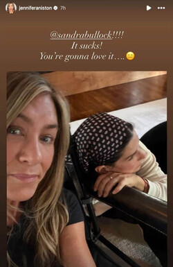 Jennifer Aniston welcomes Sandra Bullock to Instagram. Jennifer Aniston welcomes Sandra Bullock to Instagram.