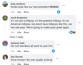 HILARIOUS IMAGES show a lollipop that has been sucked into the shape of Donald Trump.