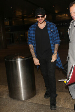 Adam Lambert Casual At LAX Before Summer Tour