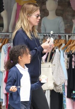 Ellen Pompeo and daughter Stella get out for some frozen yogurt in Beverly Hills.