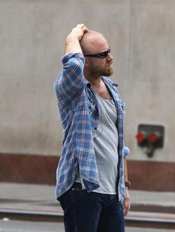 Ben Foster Walking Alone in Lower Manhattan