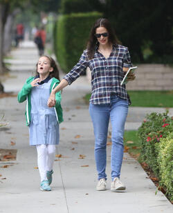 Jennifer Garner super cute in plaid during morning outing with the girls