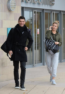 Strictly s Gemma Atkinson and Aljaz Skorjanec lark around as they are seen arriving for dance rehearsals
