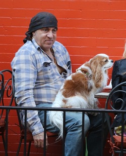 Steven Van Zandt has lunch in the West Village With his Dog