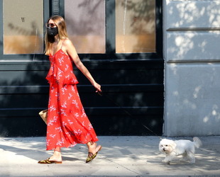 Olivia Palermo Takes her Dog Mr Butler out for a Walk